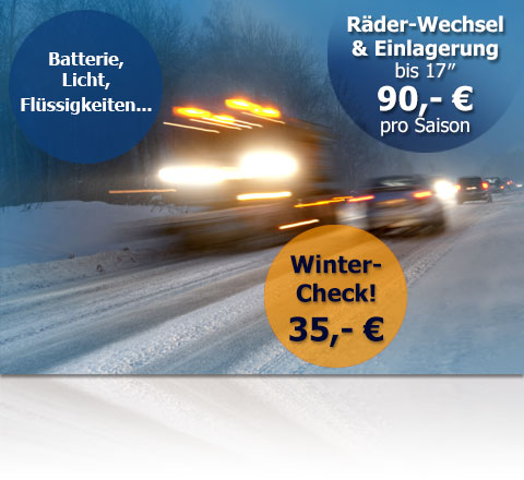 Aktion: Batterie, Licht, Flüssigkeiten, Winter-Check, Räderwechsel